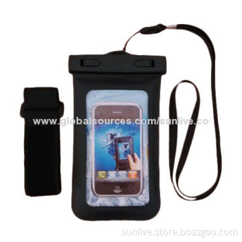 IPX8 universal air inflation diving waterproof bag for phone tie up to arm and string around neck